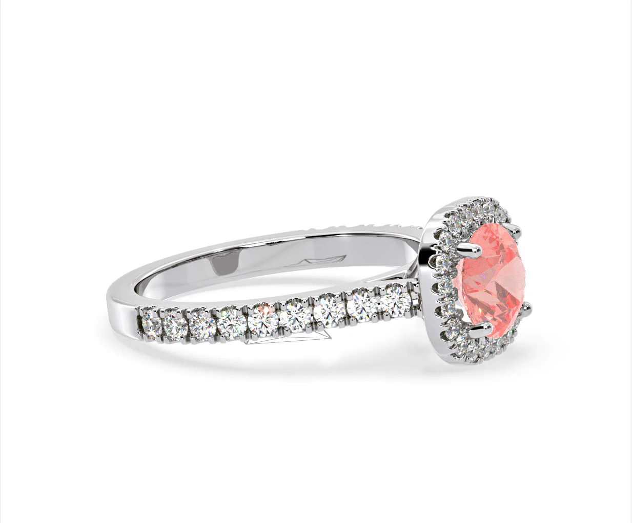 Elizabeth Pink Lab Diamond 1.70ct Halo Ring in 18K White Gold - Elara Collection - Image 76