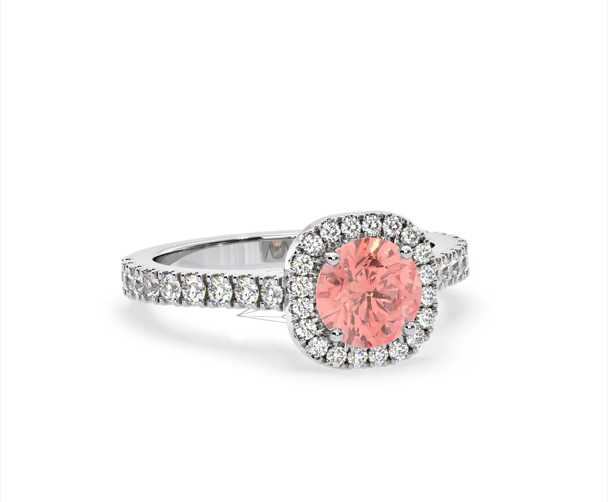Elizabeth Pink Lab Diamond 1.70ct Halo Ring in 18K White Gold - Elara Collection - Image 85