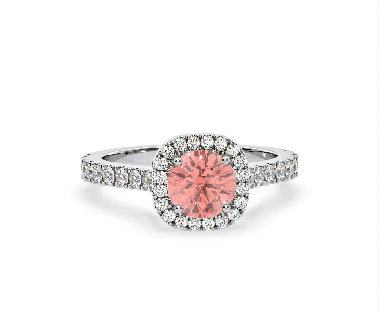 Elizabeth Pink Lab Diamond 1.70ct Halo Ring in 18K White Gold - Elara Collection - Image 88