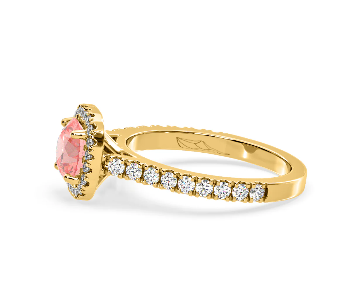 Elizabeth Pink Lab Diamond 1.70ct Halo Ring in 18K Yellow Gold - Elara Collection - Image 24