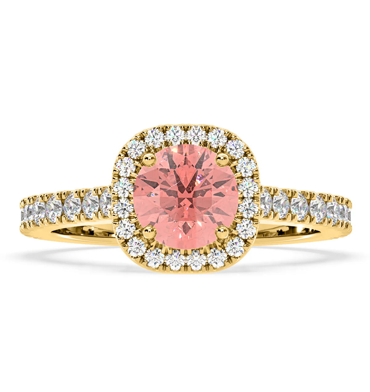 Elizabeth Pink Lab Diamond 1.70ct Halo Ring in 18K Yellow Gold - Elara Collection - Image 3