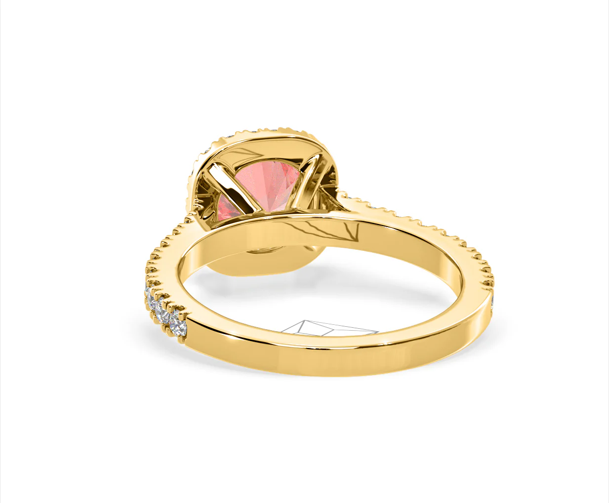 Elizabeth Pink Lab Diamond 1.70ct Halo Ring in 18K Yellow Gold - Elara Collection - Image 43