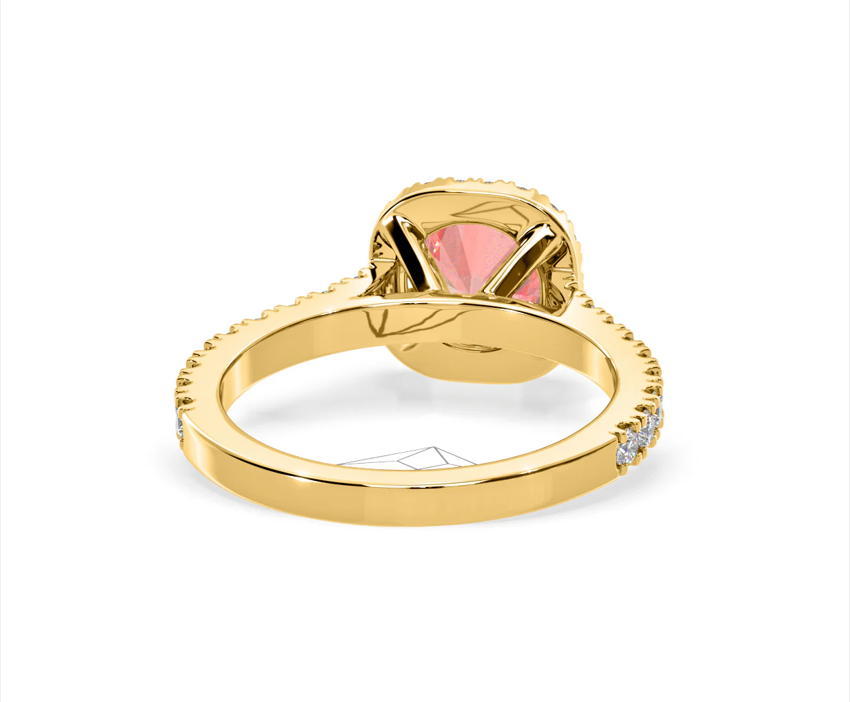 Elizabeth Pink Lab Diamond 1.70ct Halo Ring in 18K Yellow Gold - Elara Collection - Image 49