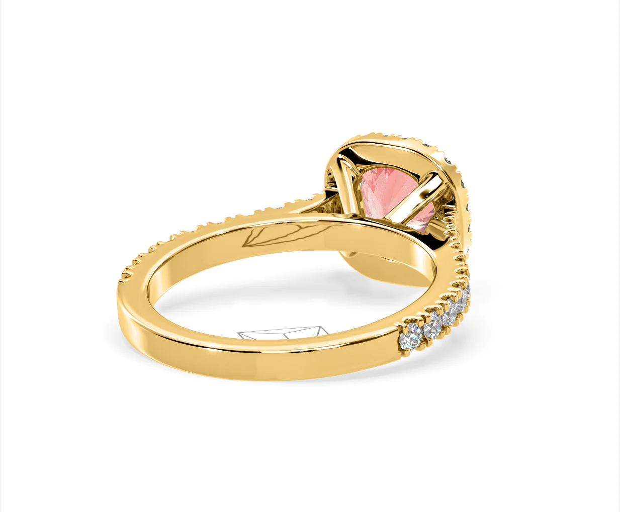 Elizabeth Pink Lab Diamond 1.70ct Halo Ring in 18K Yellow Gold - Elara Collection - Image 53
