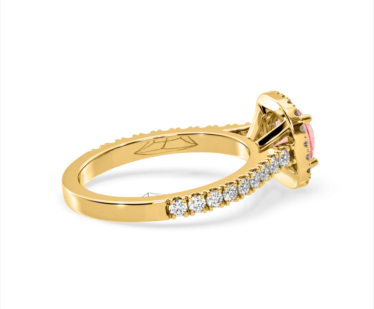 Elizabeth Pink Lab Diamond 1.70ct Halo Ring in 18K Yellow Gold - Elara Collection - Image 61