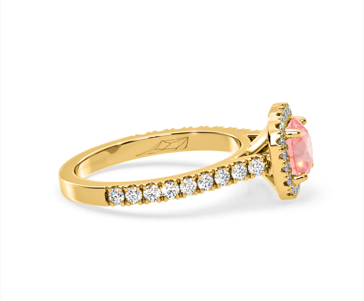 Elizabeth Pink Lab Diamond 1.70ct Halo Ring in 18K Yellow Gold - Elara Collection - Image 68
