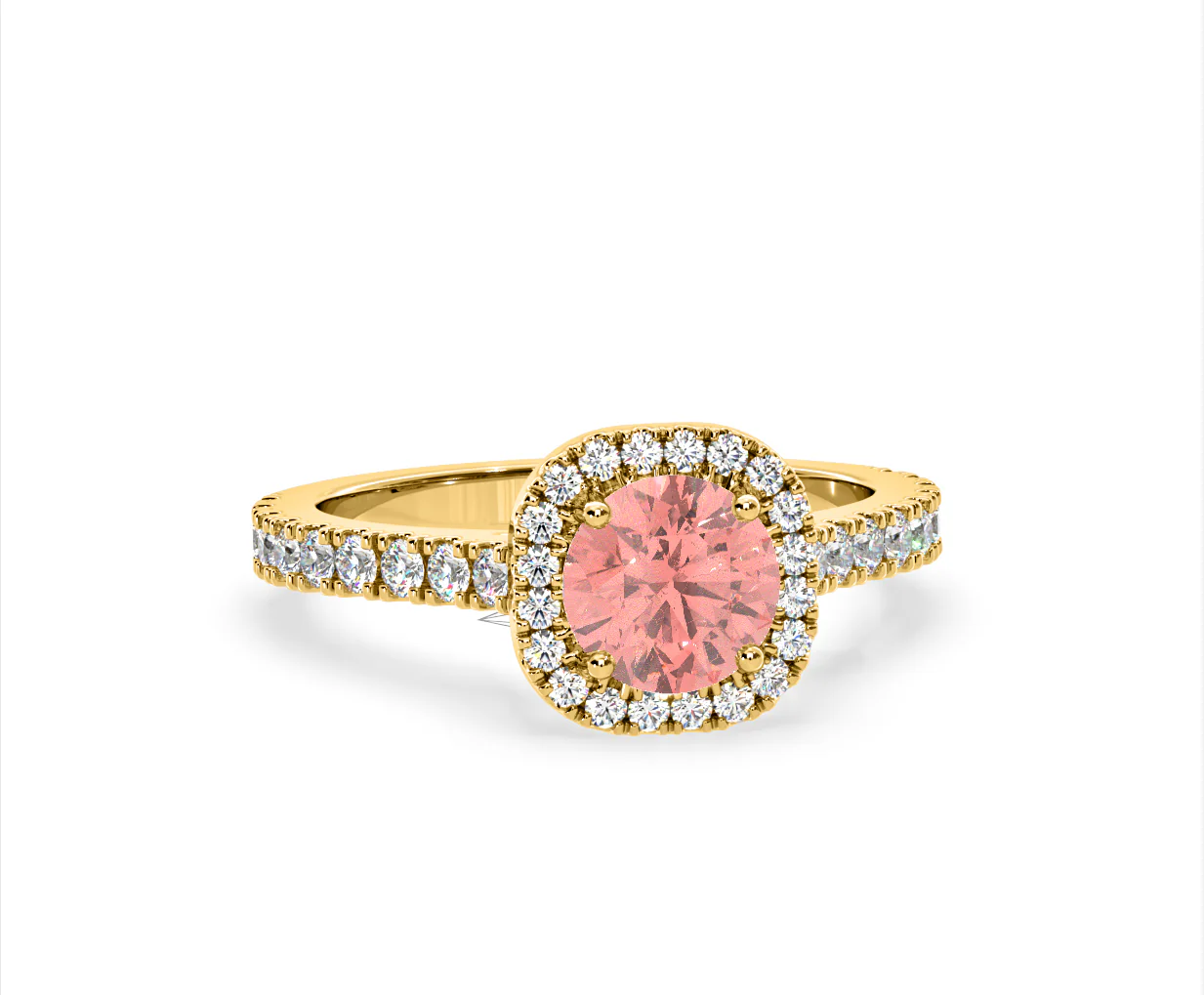 Elizabeth Pink Lab Diamond 1.70ct Halo Ring in 18K Yellow Gold - Elara Collection - Image 84