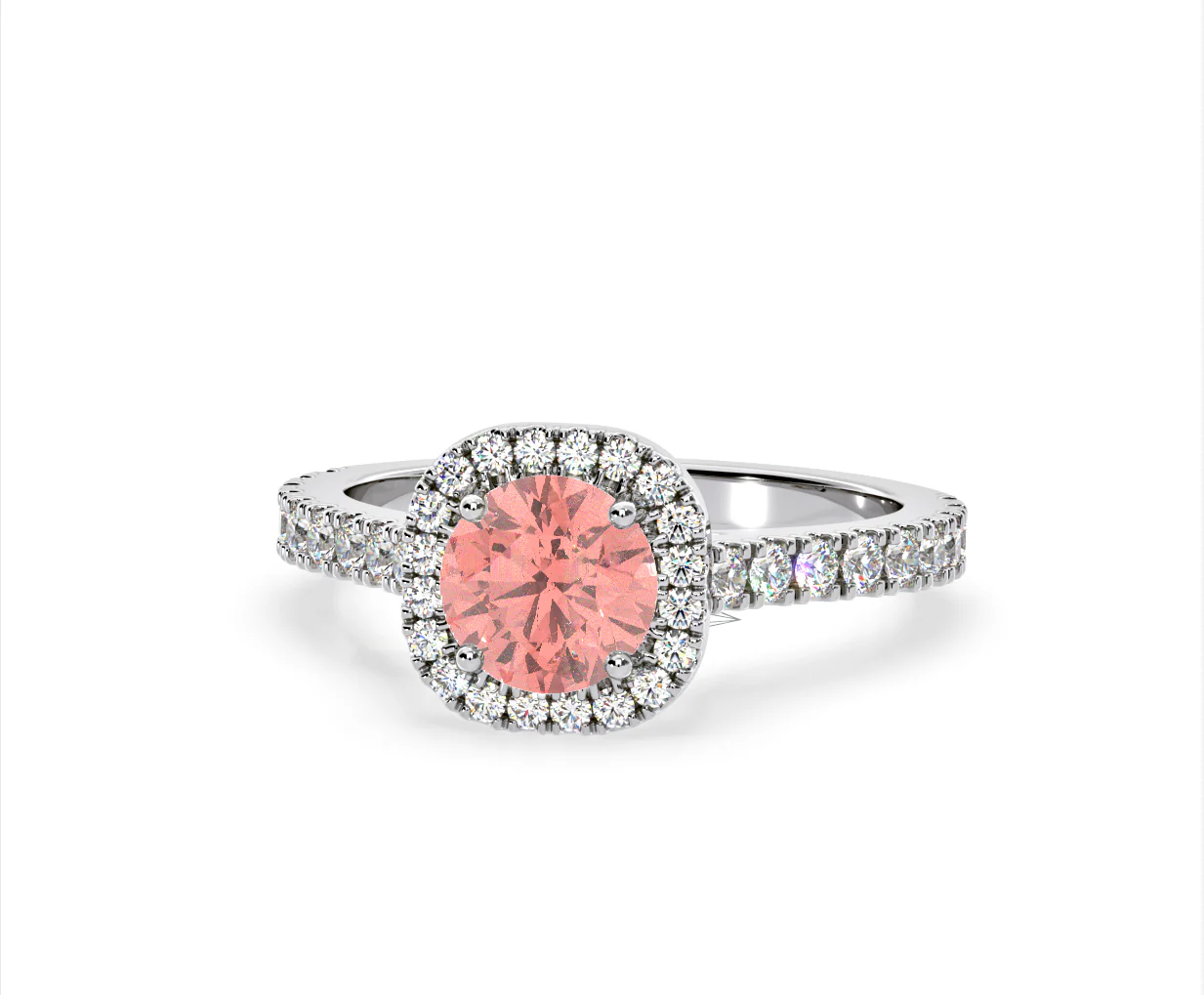 Elizabeth Pink Lab Diamond 1.70ct Halo Ring in Platinum - Elara Collection - Image 11