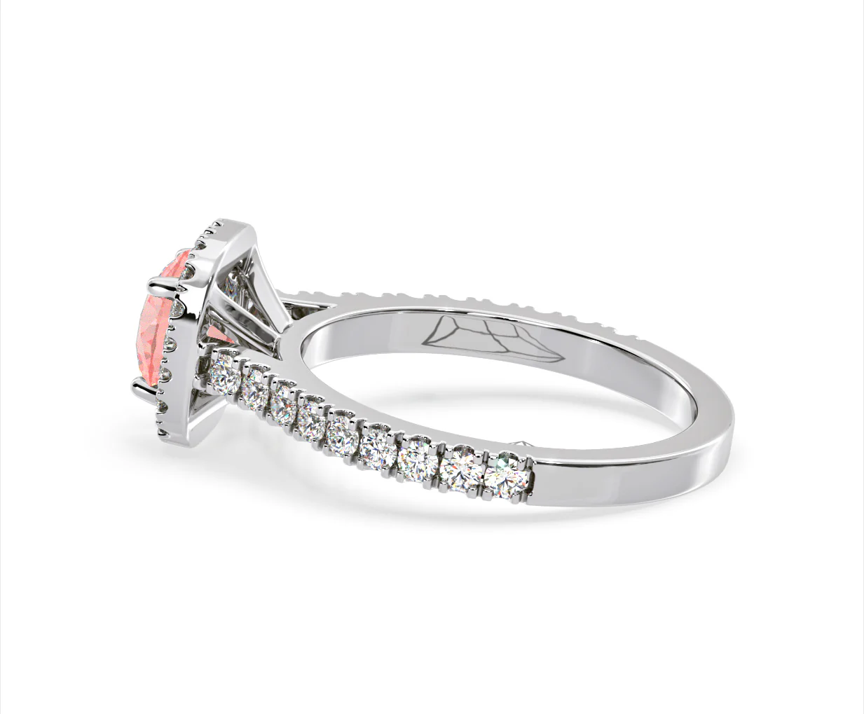 Elizabeth Pink Lab Diamond 1.70ct Halo Ring in Platinum - Elara Collection - Image 32