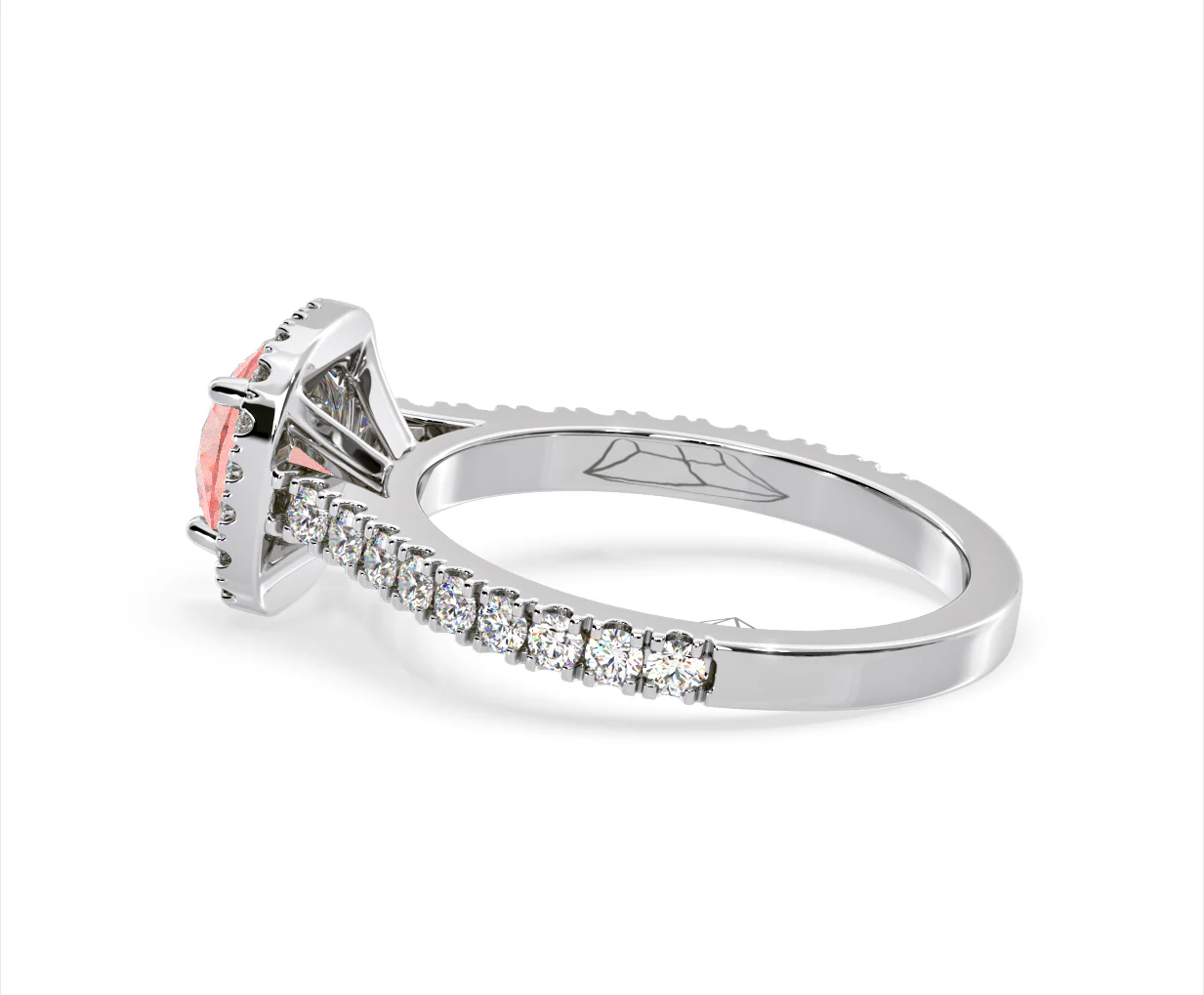 Elizabeth Pink Lab Diamond 1.70ct Halo Ring in Platinum - Elara Collection - Image 33