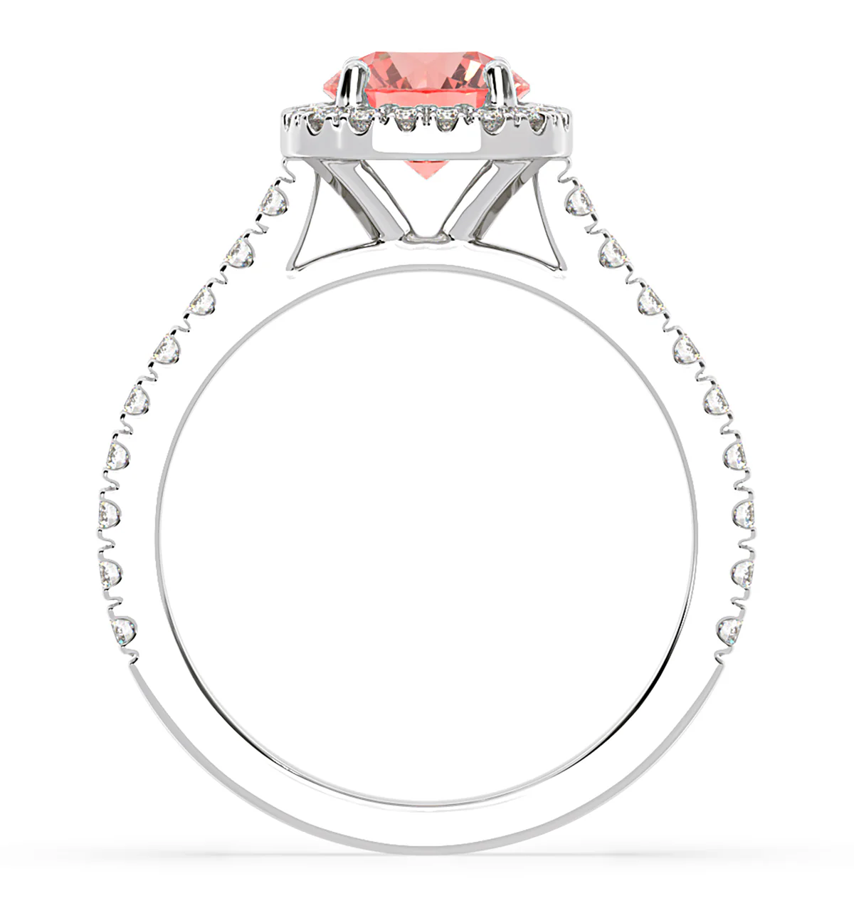 Elizabeth Pink Lab Diamond 1.70ct Halo Ring in Platinum - Elara Collection - Image 5