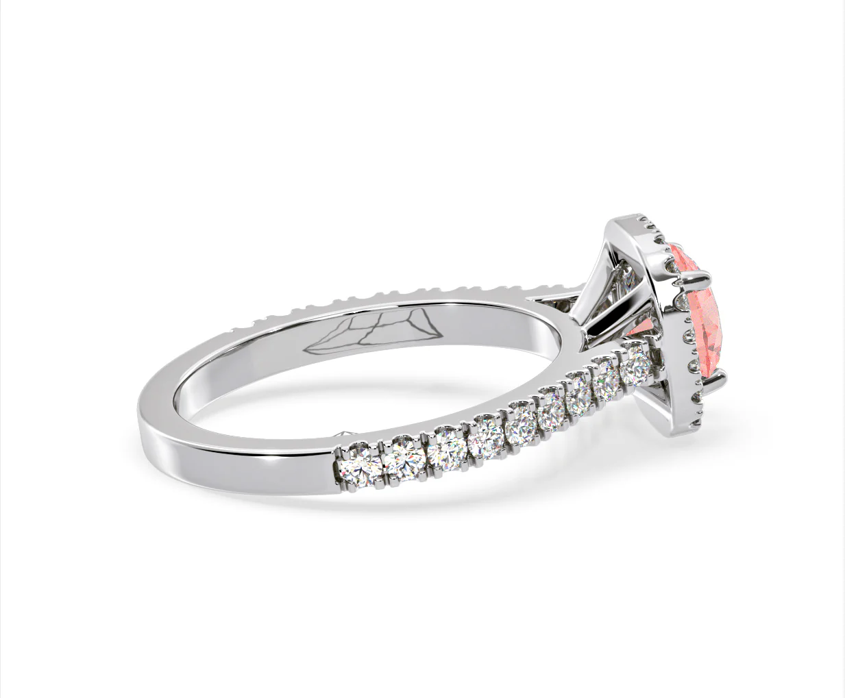 Elizabeth Pink Lab Diamond 1.70ct Halo Ring in Platinum - Elara Collection - Image 65