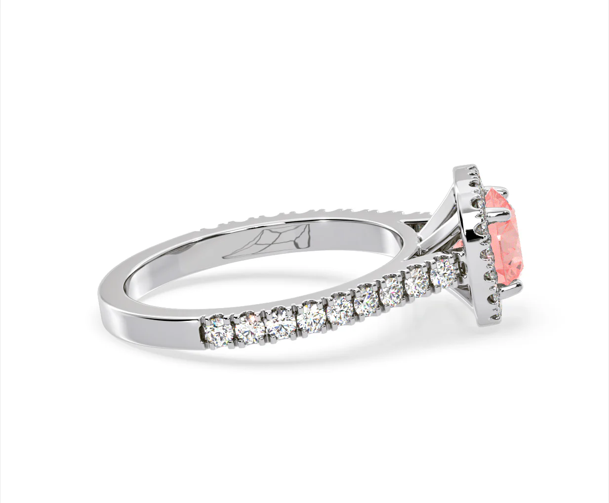 Elizabeth Pink Lab Diamond 1.70ct Halo Ring in Platinum - Elara Collection - Image 68