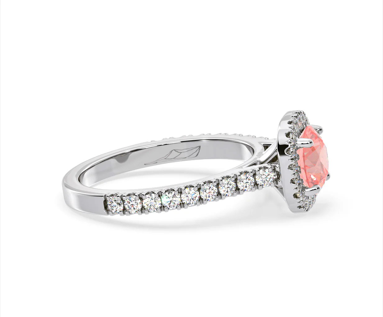 Elizabeth Pink Lab Diamond 1.70ct Halo Ring in Platinum - Elara Collection - Image 71