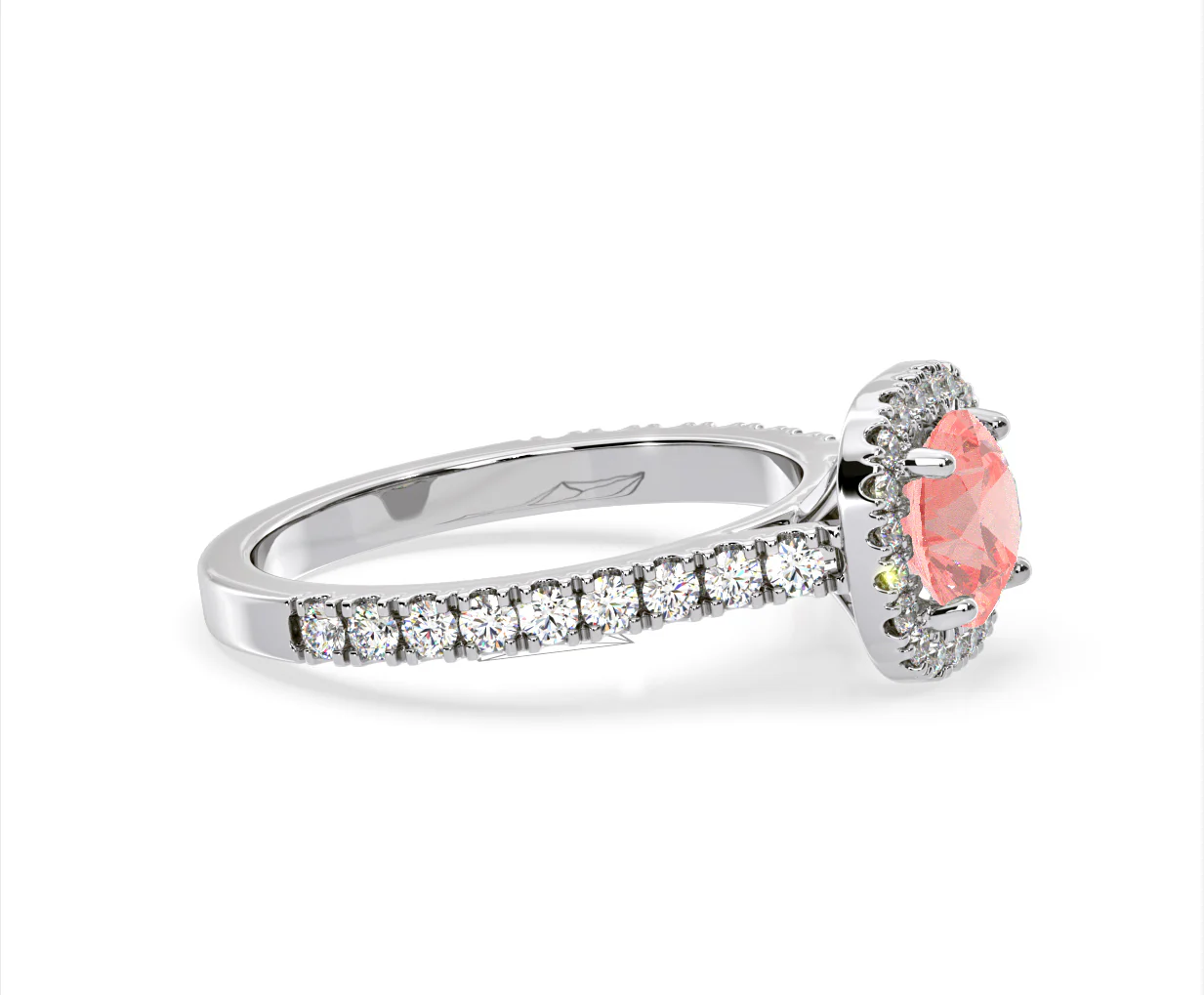 Elizabeth Pink Lab Diamond 1.70ct Halo Ring in Platinum - Elara Collection - Image 73