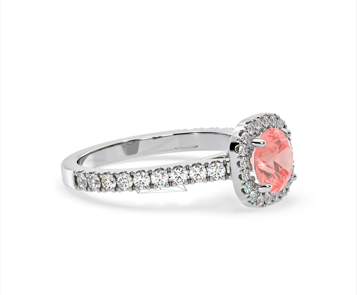 Elizabeth Pink Lab Diamond 1.70ct Halo Ring in Platinum - Elara Collection - Image 76