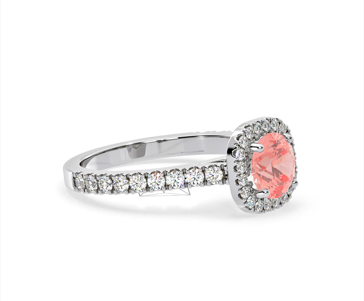 Elizabeth Pink Lab Diamond 1.70ct Halo Ring in Platinum - Elara Collection - Image 77
