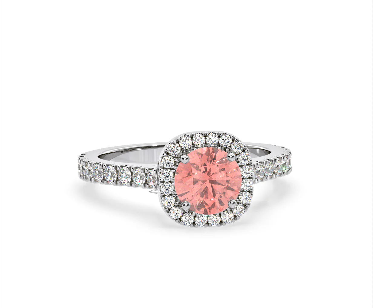 Elizabeth Pink Lab Diamond 1.70ct Halo Ring in Platinum - Elara Collection - Image 86