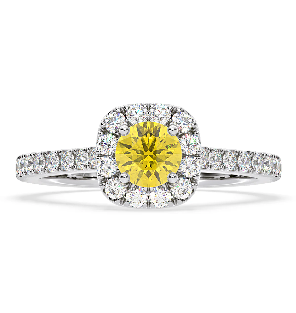 Elizabeth Yellow Lab Diamond 1.00ct Halo Ring in 18K White Gold - Elara Collection - Image 3