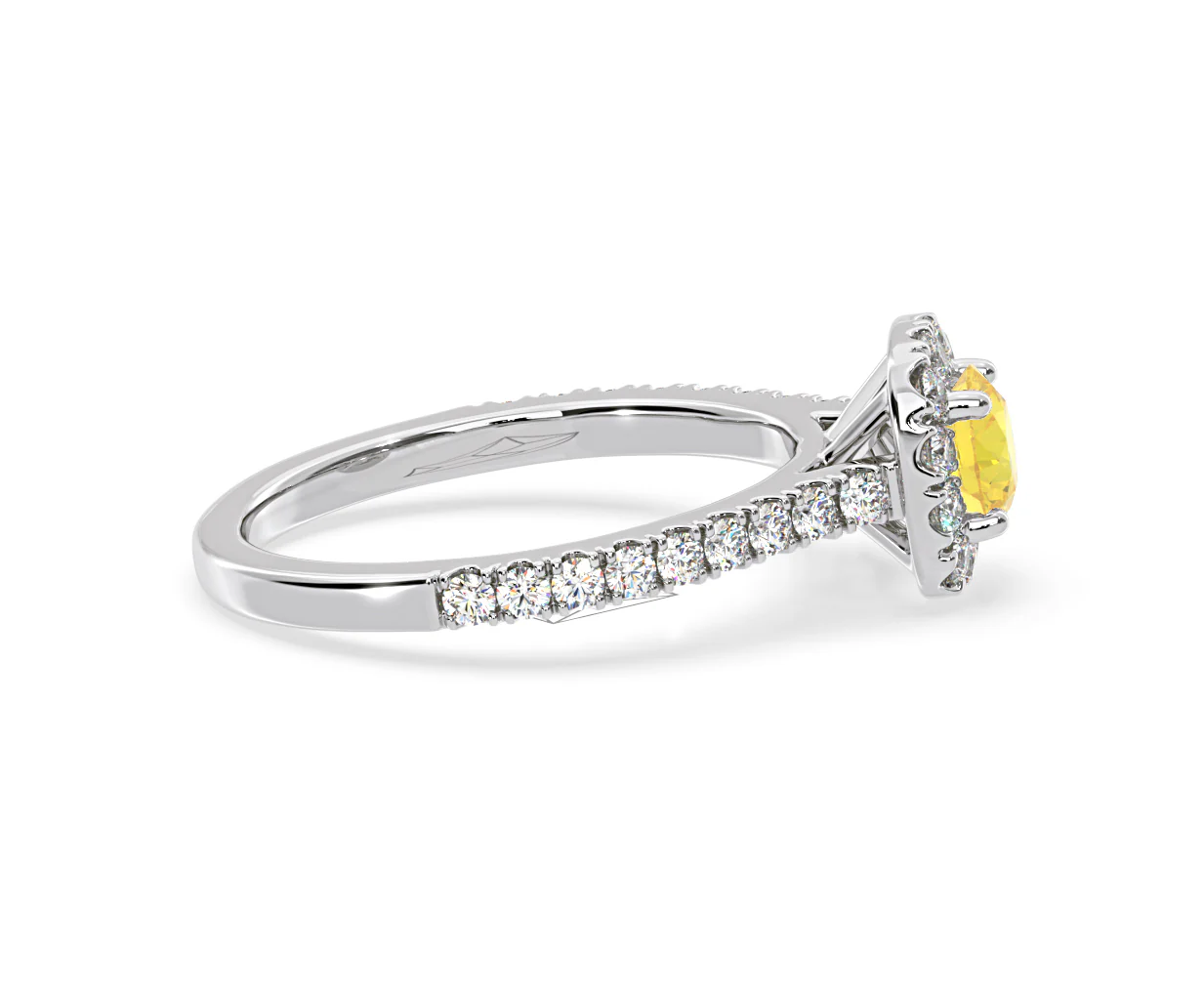 Elizabeth Yellow Lab Diamond 1.00ct Halo Ring in Platinum - Elara Collection - Image 67