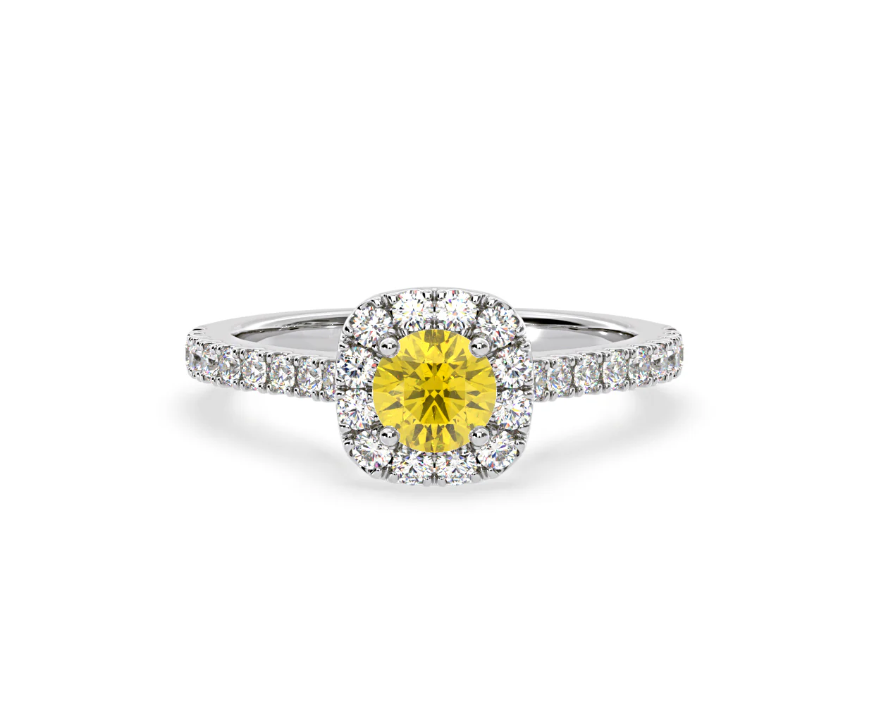 Elizabeth Yellow Lab Diamond 1.00ct Halo Ring in Platinum - Elara Collection - Image 7