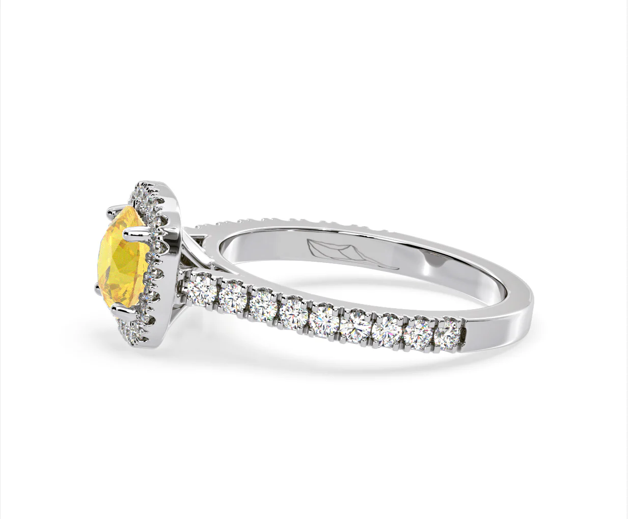 Elizabeth Yellow Lab Diamond 1.70ct Halo Ring in 18K White Gold - Elara Collection - Image 25