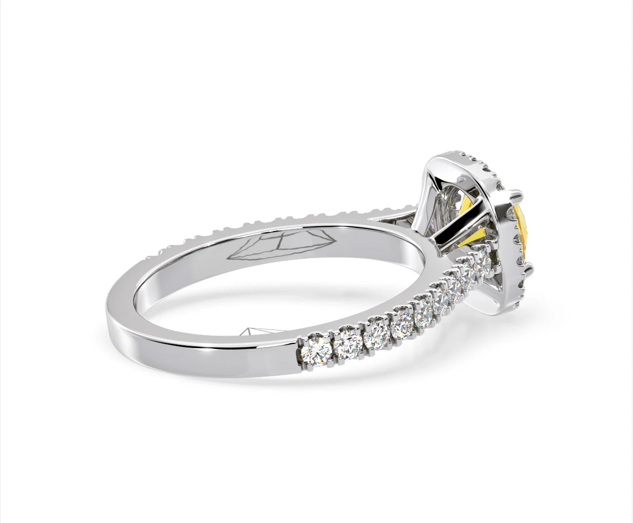 Elizabeth Yellow Lab Diamond 1.70ct Halo Ring in 18K White Gold - Elara Collection - Image 61