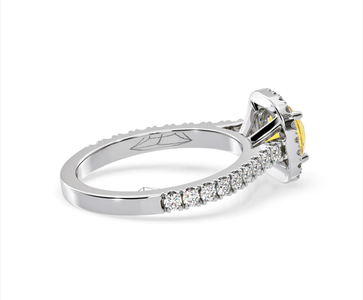 Elizabeth Yellow Lab Diamond 1.70ct Halo Ring in 18K White Gold - Elara Collection - Image 62