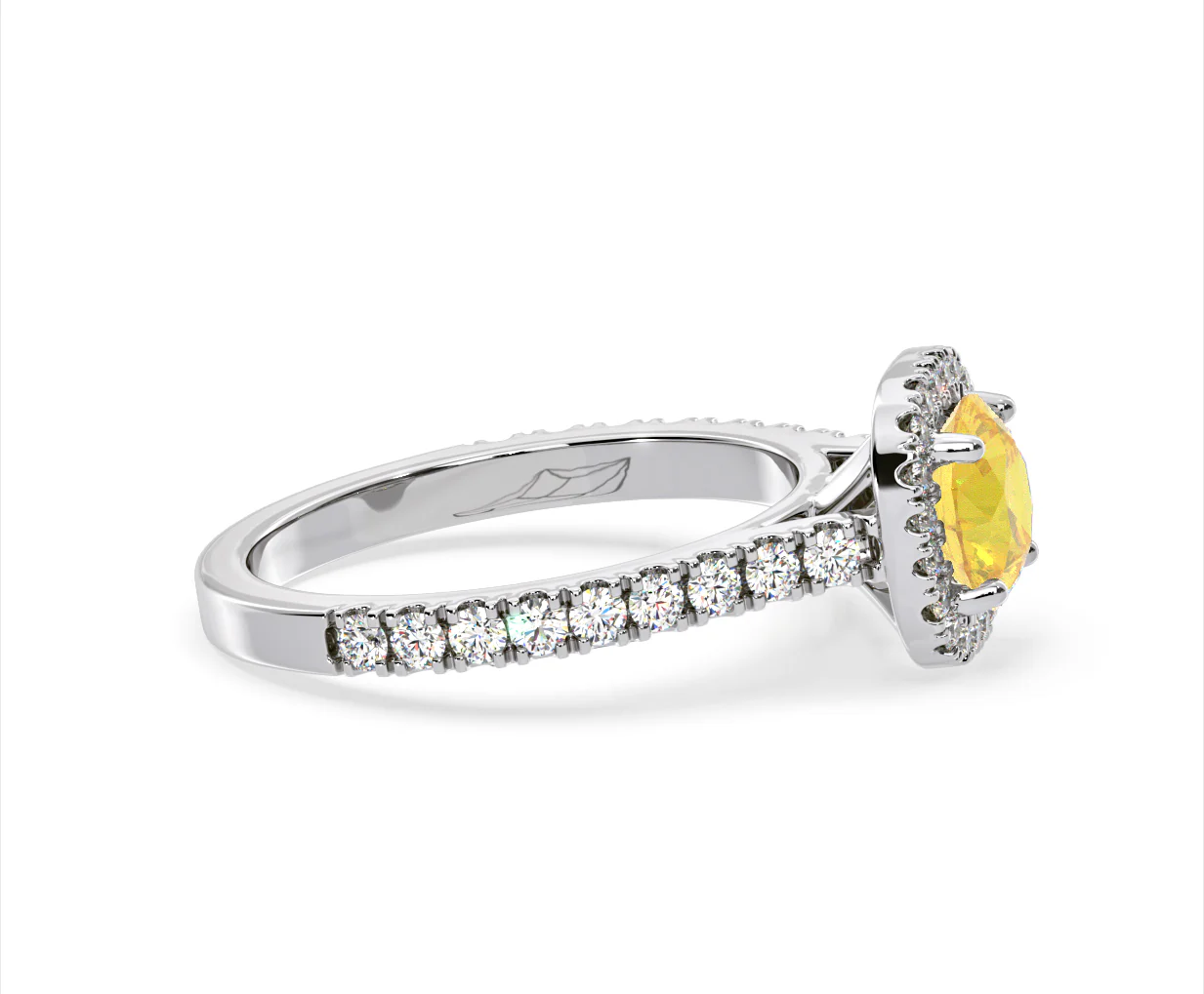 Elizabeth Yellow Lab Diamond 1.70ct Halo Ring in 18K White Gold - Elara Collection - Image 70