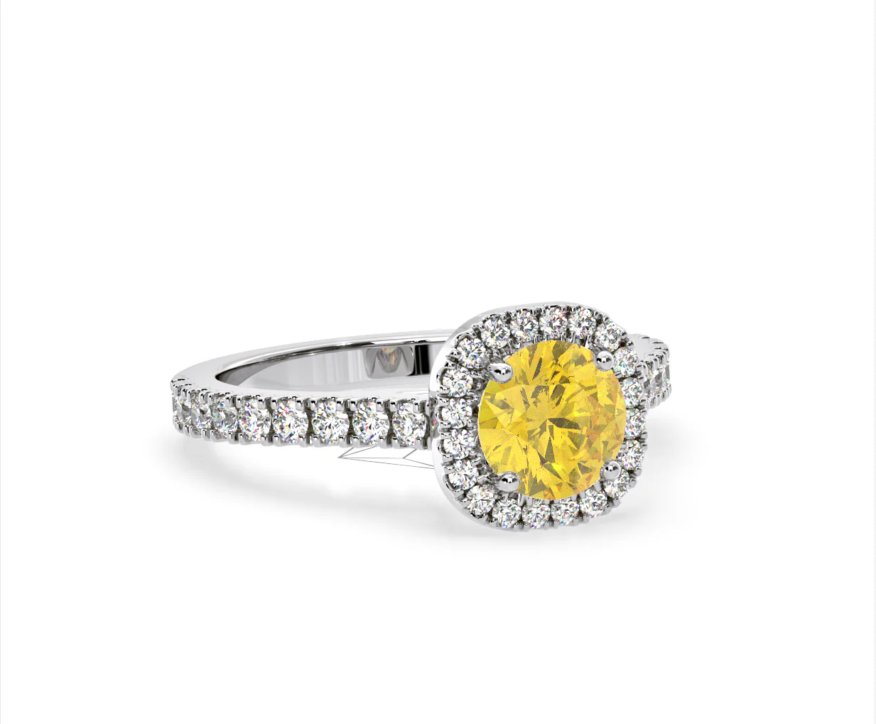 Elizabeth Yellow Lab Diamond 1.70ct Halo Ring in 18K White Gold - Elara Collection - Image 82