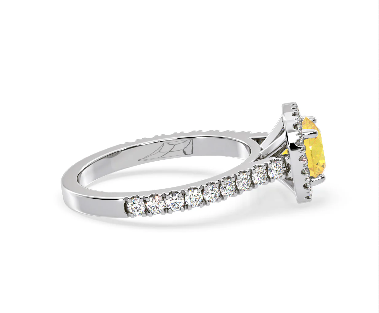 Elizabeth Yellow Lab Diamond 1.70ct Halo Ring in Platinum - Elara Collection - Image 66