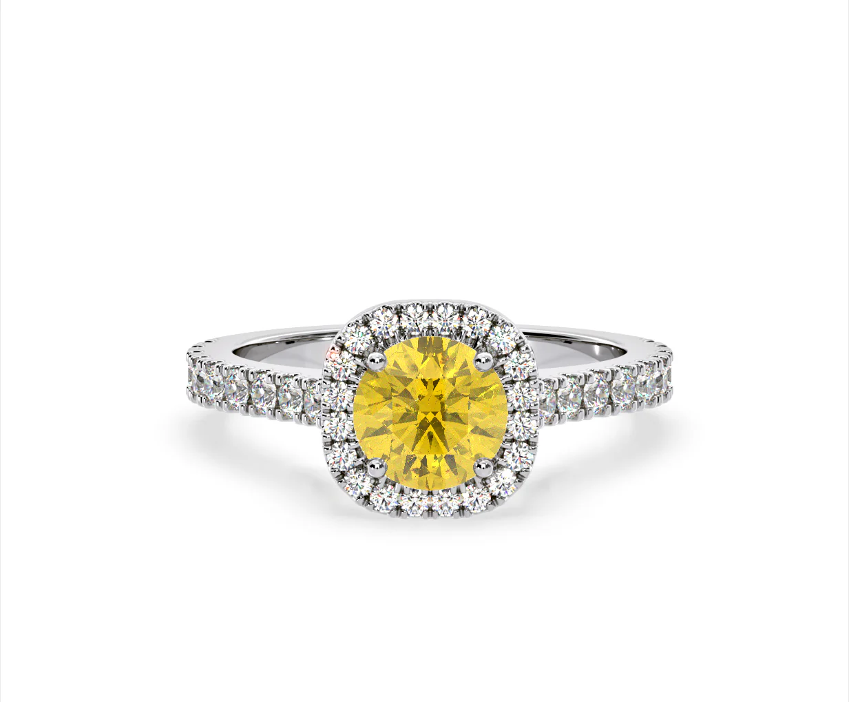 Elizabeth Yellow Lab Diamond 1.70ct Halo Ring in Platinum - Elara Collection - Image 86