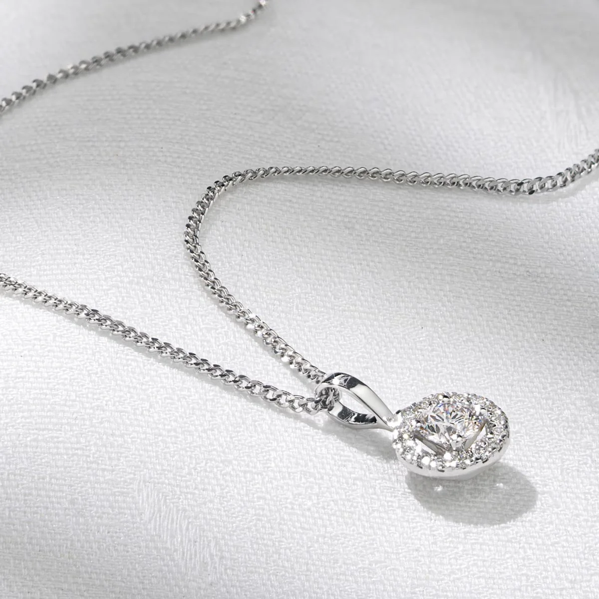 Ella 0.30ct Halo Lab Diamond and 9K White Gold Pendant - Image 3