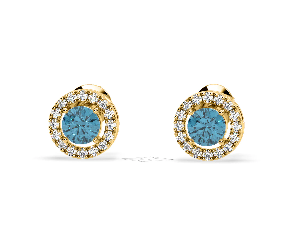 Ella Blue Lab Diamond 1.34ct Halo Earrings in 18K Yellow Gold - Elara Collection - Image 11