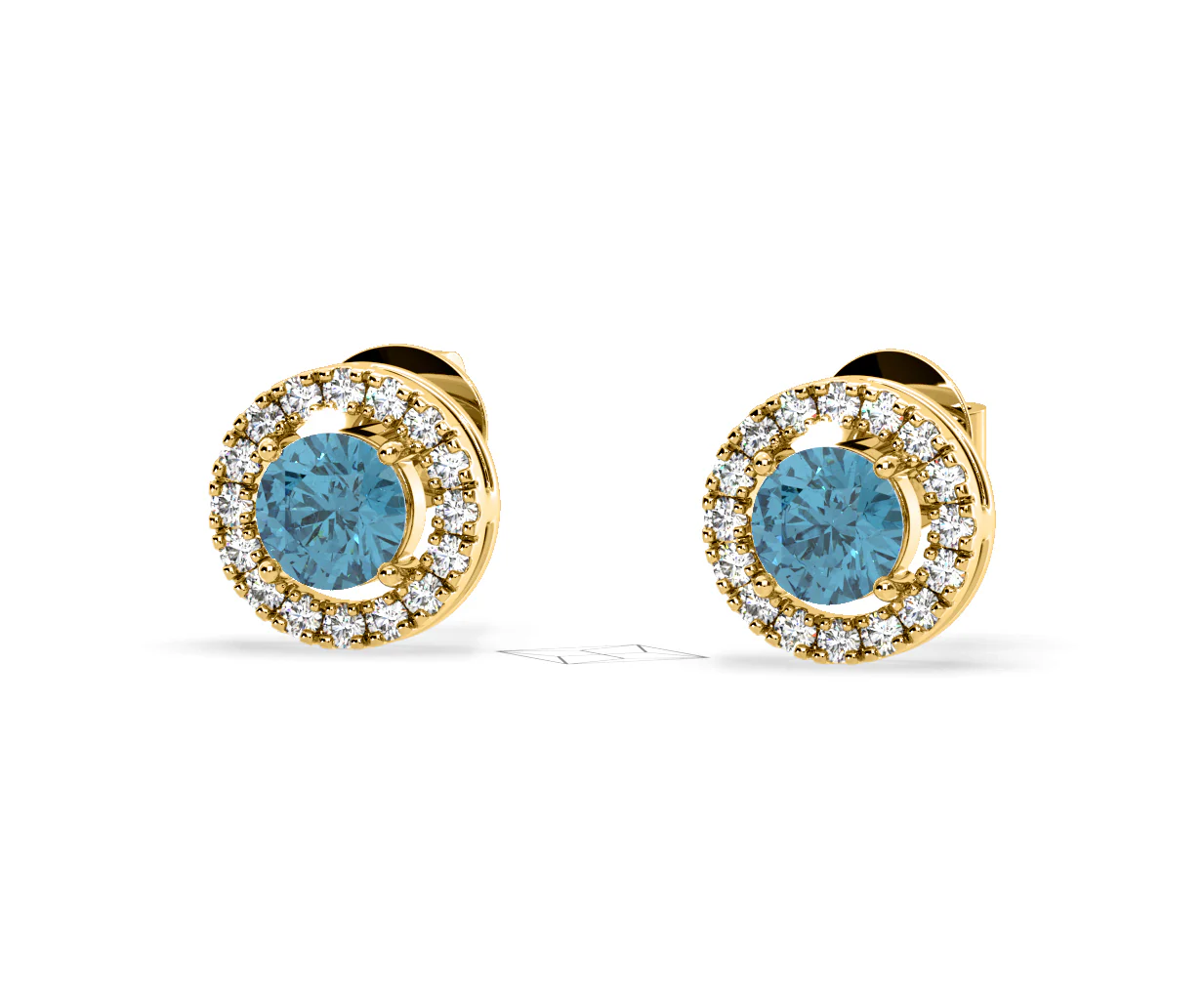 Ella Blue Lab Diamond 1.34ct Halo Earrings in 18K Yellow Gold - Elara Collection - Image 13