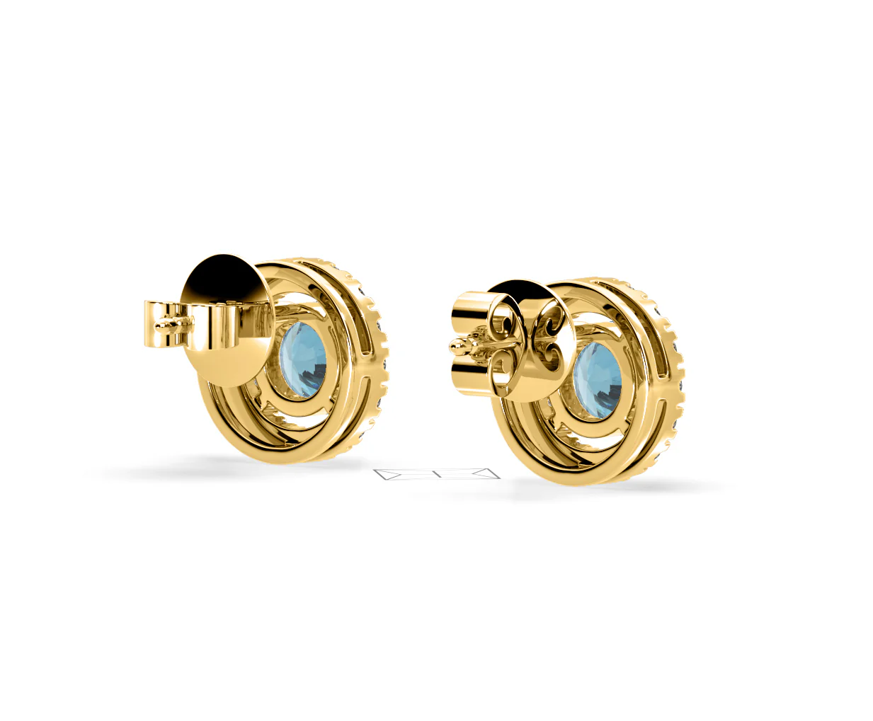 Ella Blue Lab Diamond 1.34ct Halo Earrings in 18K Yellow Gold - Elara Collection - Image 57