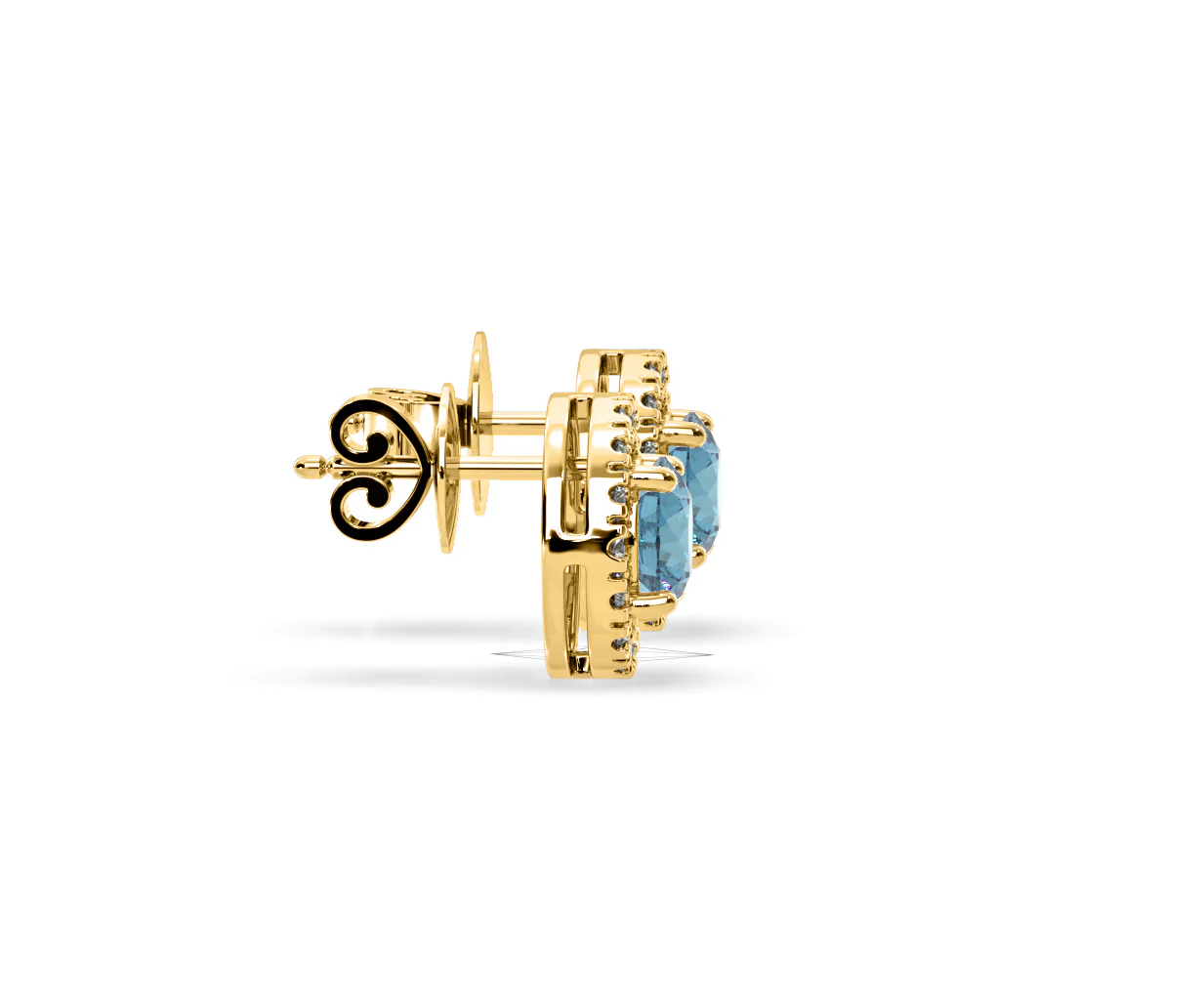 Ella Blue Lab Diamond 1.34ct Halo Earrings in 18K Yellow Gold - Elara Collection - Image 69
