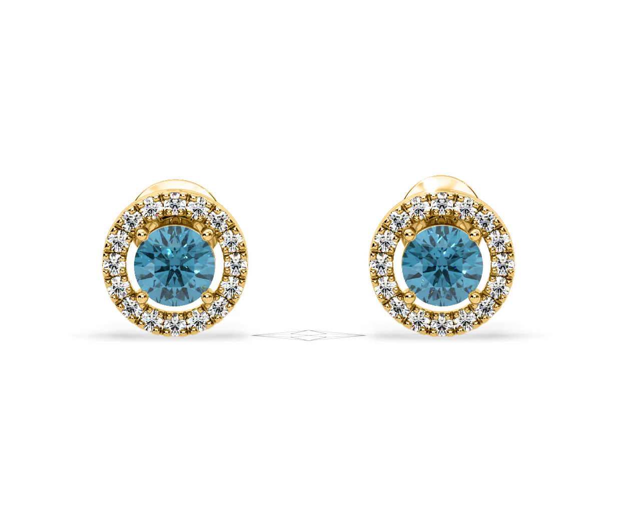 Ella Blue Lab Diamond 1.34ct Halo Earrings in 18K Yellow Gold - Elara Collection - Image 9