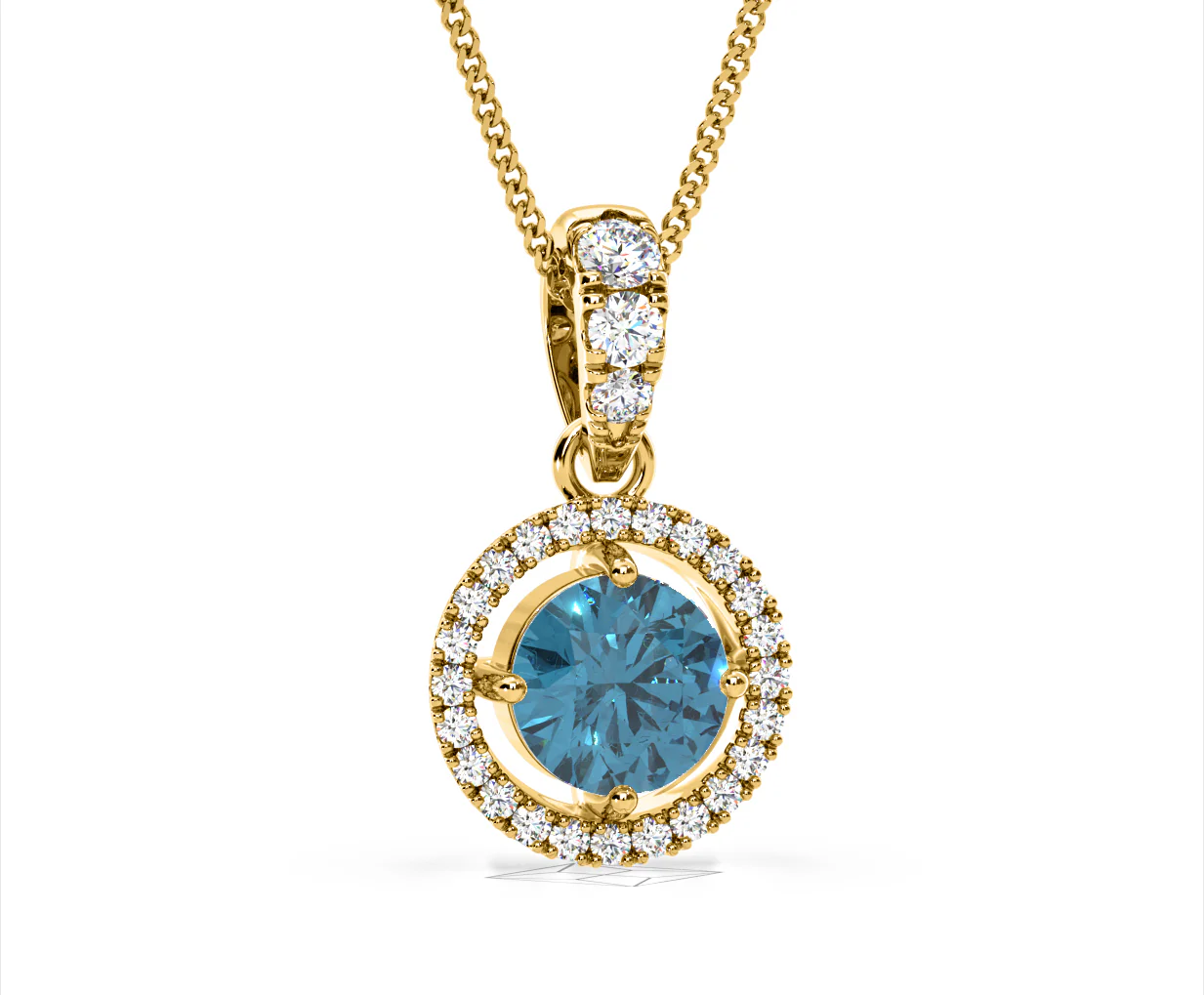 Ella Blue Lab Diamond 1.38ct Pendant Necklace in 18K Yellow Gold - Elara Collection - Image 85
