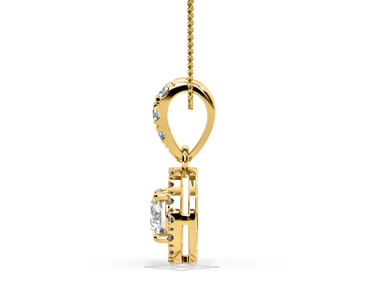 Ella Lab Diamond Halo 0.71ct Pendant Necklace in 18K Yellow Gold F/VS1 - Image 28