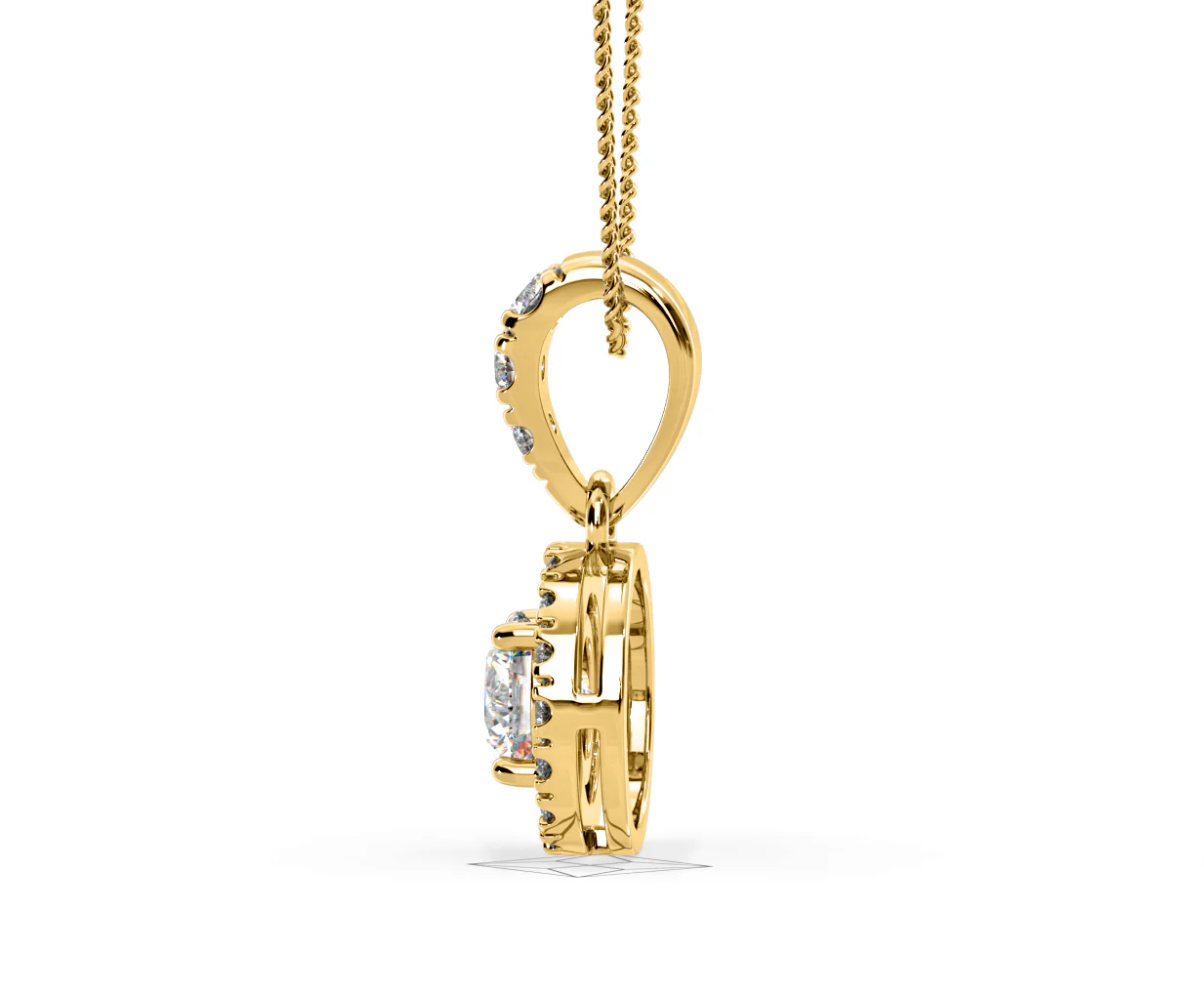 Ella Lab Diamond Halo 0.71ct Pendant Necklace in 18K Yellow Gold F/VS1 - Image 29