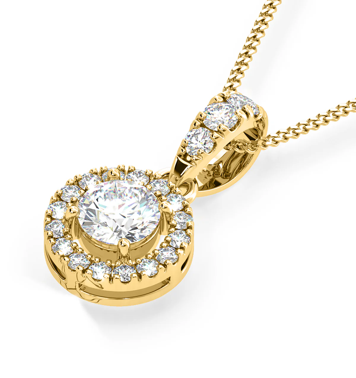Ella Lab Diamond Halo 0.71ct Pendant Necklace in 18K Yellow Gold F/VS1 - Image 3