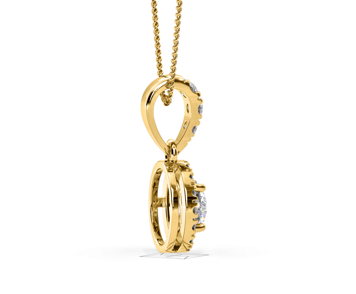Ella Lab Diamond Halo 0.71ct Pendant Necklace in 18K Yellow Gold F/VS1 - Image 64
