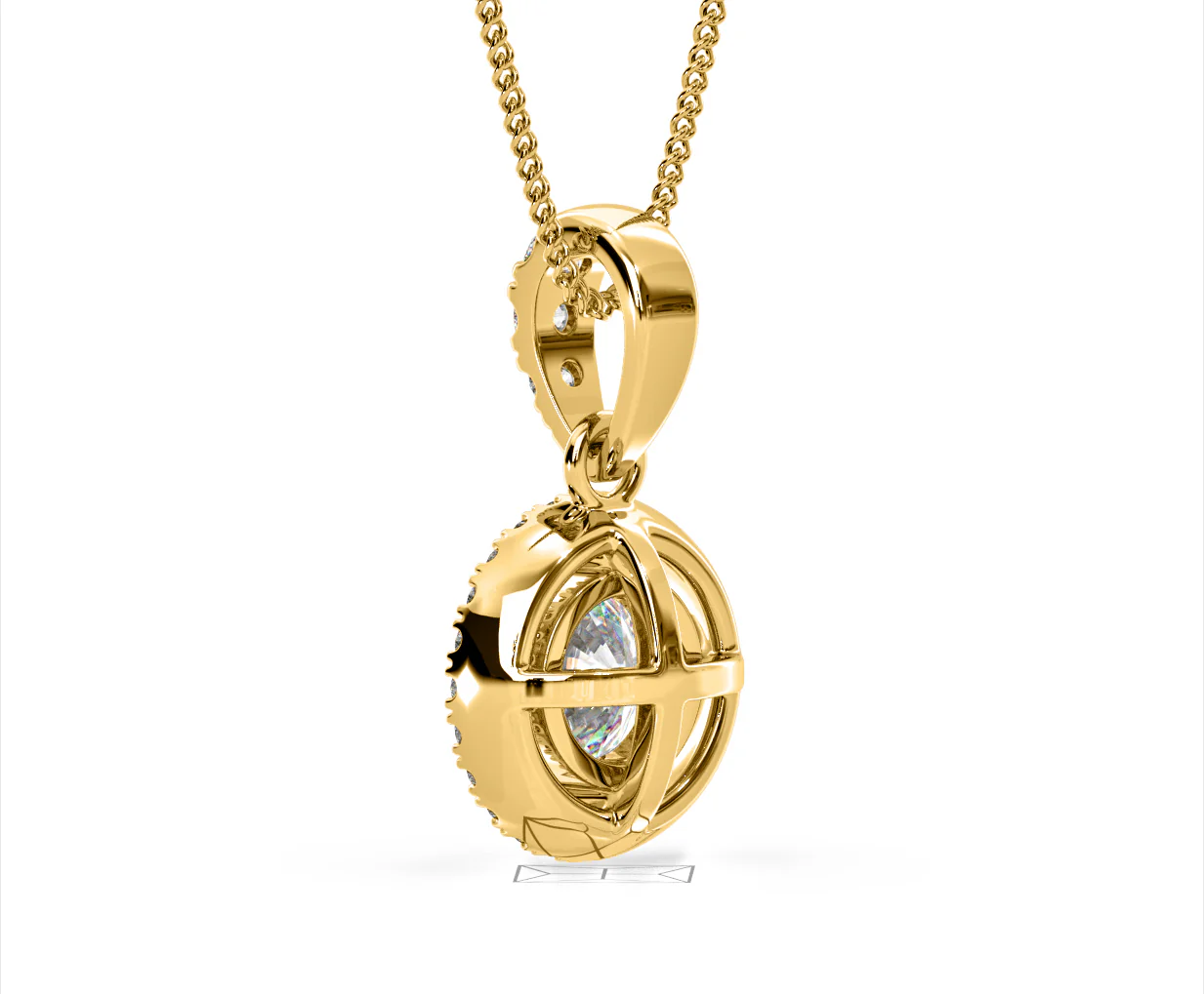 Ella Lab Diamond Halo 1.38ct Pendant Necklace in 18K Yellow Gold F/VS1 - Image 38