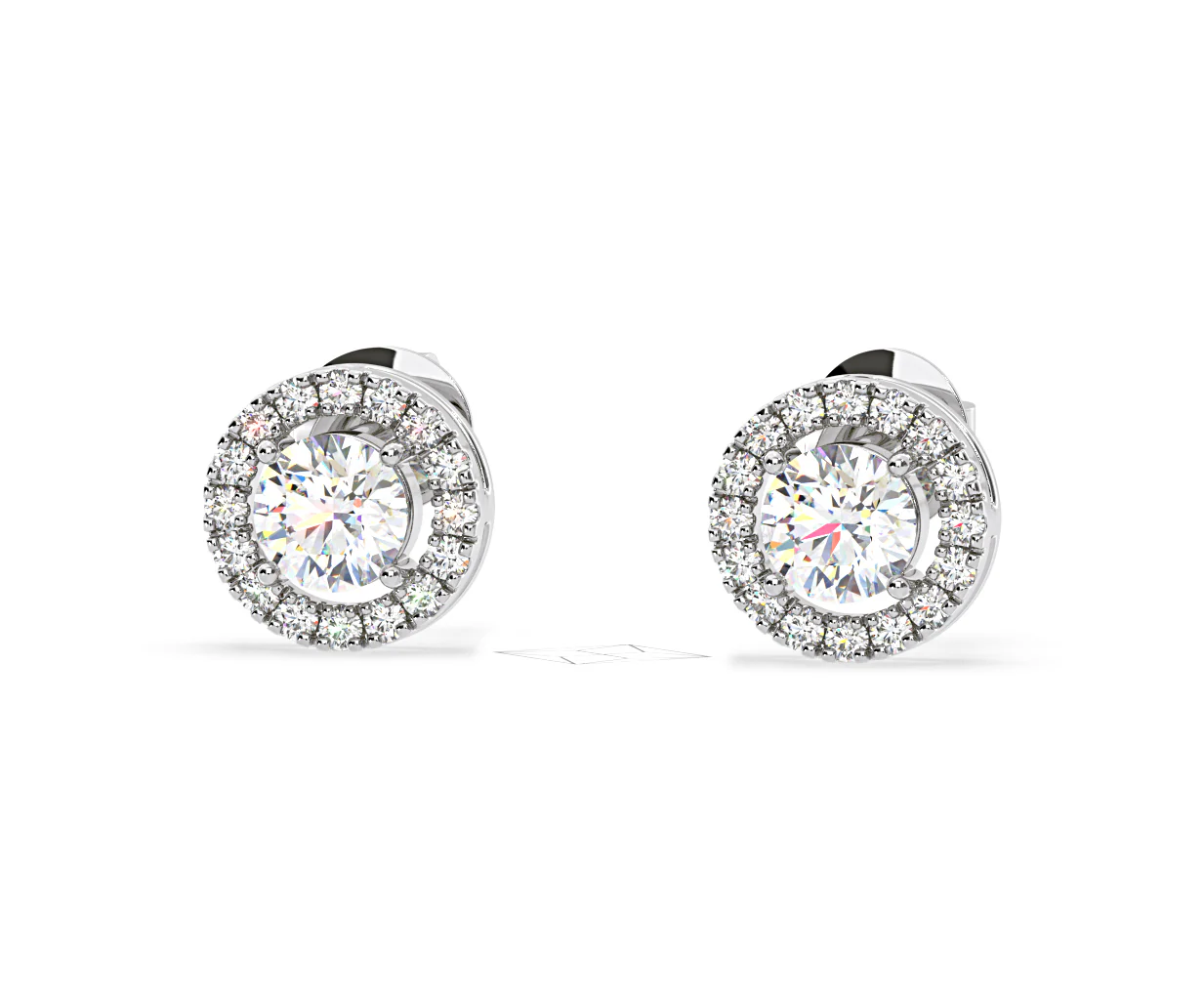 Ella Lab Diamond Halo Earrings 1.34ct in 18K White Gold F/VS1 - Image 10