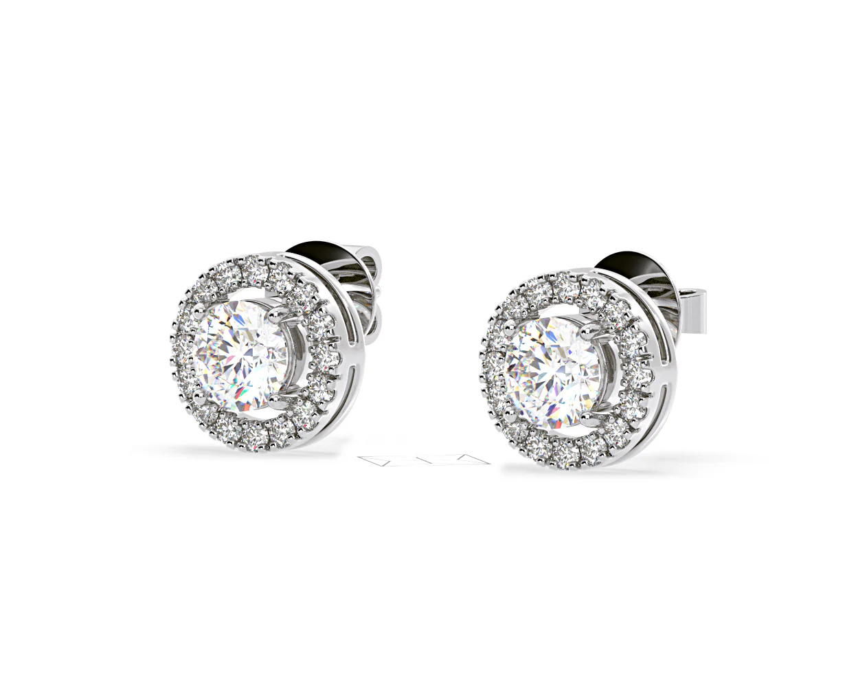 Ella Lab Diamond Halo Earrings 1.34ct in 18K White Gold F/VS1 - Image 14