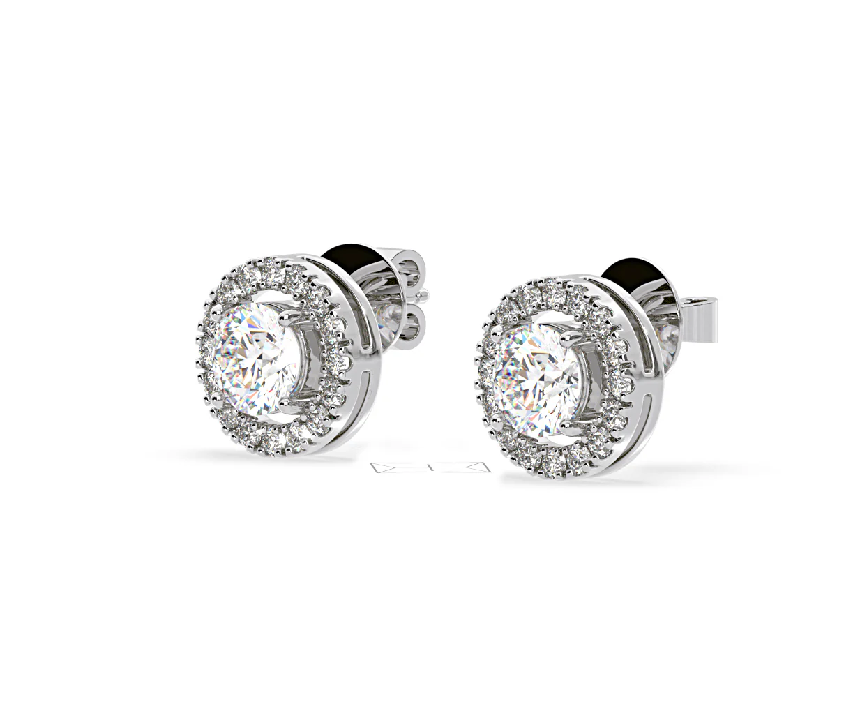 Ella Lab Diamond Halo Earrings 1.34ct in 18K White Gold F/VS1 - Image 16
