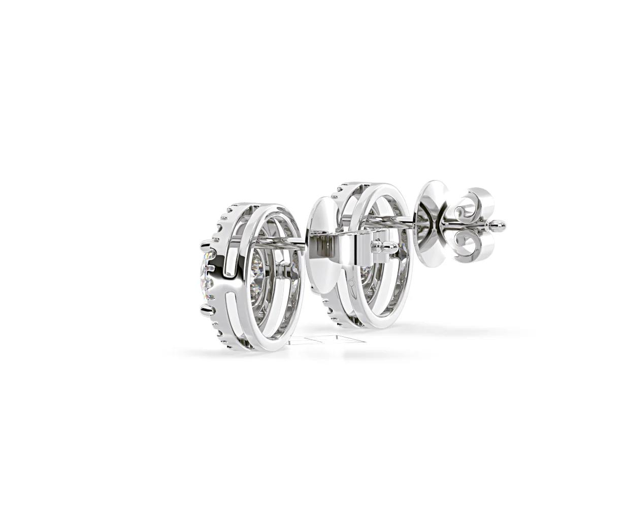 Ella Lab Diamond Halo Earrings 1.34ct in 18K White Gold F/VS1 - Image 32