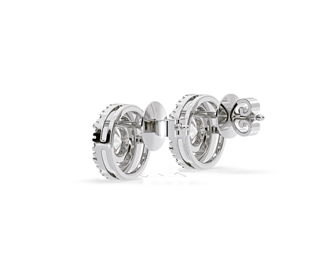 Ella Lab Diamond Halo Earrings 1.34ct in 18K White Gold F/VS1 - Image 34