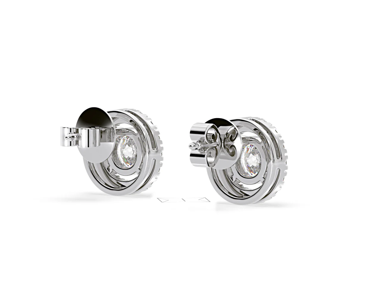Ella Lab Diamond Halo Earrings 1.34ct in 18K White Gold F/VS1 - Image 55